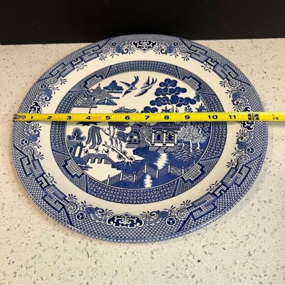 Vintage 1950s CHURCHILL Blue Willow Platter Gravy Boat Set Made in England - Picture 4 of 15